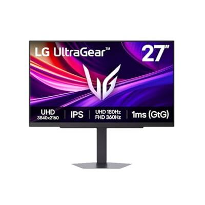 LG UltraGear 27G810A Moniteur Gaming 27" UHD 4K 180Hz / FHD 360Hz, IPS 1ms (GtG), G-Sync Compatible, AMD FreeSync Premium, VRR, HDR 400, HDMI 2.1, DP, Hub USB, AUX, support réglable, Noir LG UltraGear 27G810A Moniteur Gaming 27" UHD 4K 180Hz / FHD 360Hz, IPS 1ms (GtG), G-Sync Compatible, AMD FreeSync Premium, VRR, HDR 400, HDMI 2.1, DP, Hub USB, AUX, support réglable, Noir