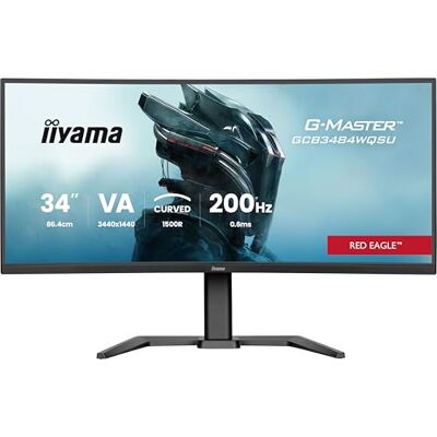 IIYAMA G-Master Red Eagle GCB3484WQSU-B2 Moniteur de jeu incurvé 1500R 86 cm 34" VA LED UWQHD HDMI DP USB3.2 USB-C 0,6 ms 200 Hz HDR400 FreeSync Premium Pip Réglage de la hauteur Noir IIYAMA G-Master Red Eagle GCB3484WQSU-B2 Moniteur de jeu incurvé 1500R 86 cm 34" VA LED UWQHD HDMI DP USB3.2 USB-C 0,6 ms 200 Hz HDR400 FreeSync Premium Pip Réglage de la hauteur Noir