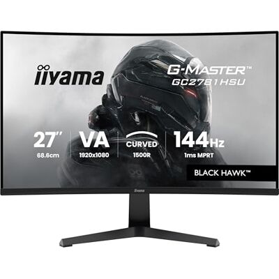 IIYAMA G-Master Black Hawk GC2781HSU-B1 Curved 1500R 68,6 cm 27" VA 120 Hz Full HD Gaming Monitor HDMI DP USB2.0 1ms FreeSync Noir IIYAMA G-Master Black Hawk GC2781HSU-B1 Curved 1500R 68,6 cm 27" VA 120 Hz Full HD Gaming Monitor HDMI DP USB2.0 1ms FreeSync Noir