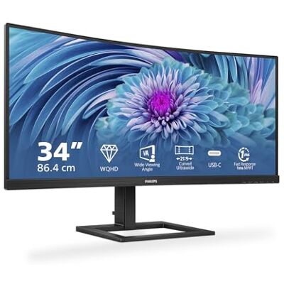Philips monitors Écran incurvé 346E2CUAE 86 cm (34 pouces) (HDMI, DisplayPort, USB-C, 3440 x 1440 px, 100 Hz, FreeSync) noir Philips monitors Écran incurvé 346E2CUAE 86 cm (34 pouces) (HDMI, DisplayPort, USB-C, 3440 x 1440 px, 100 Hz, FreeSync) noir