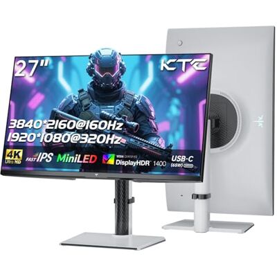 KTC MiniLED Écran PC Gamer 27 Pouces 4K@160Hz, FHD@320Hz Commutation transparente 1152 Gradation locale par zone HDR1400 1ms Temps de réponse FreeSync/G-Sync 145%sRGB KVM Blanc M27P6 KTC MiniLED Écran PC Gamer 27 Pouces 4K@160Hz, FHD@320Hz Commutation transparente 1152 Gradation locale par zone HDR1400 1ms Temps de réponse FreeSync/G-Sync 145%sRGB KVM Blanc M27P6