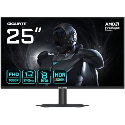 Gigabyte G25F2A Moniteur Gaming 25" FHD 1920x1080, 240Hz, 1ms, 300cd/m², écran HDR 10, HDMI 2.0, DisplayPort 1.4 Gigabyte G25F2A Moniteur Gaming 25" FHD 1920x1080, 240Hz, 1ms, 300cd/m², écran HDR 10, HDMI 2.0, DisplayPort 1.4