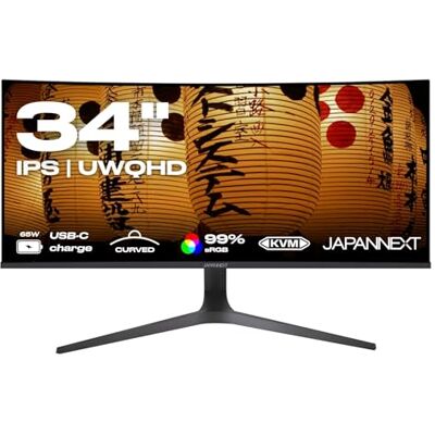 Japannext Ecran PC Incurvé ultrawide 34" IPS UWQHD (3440x1440) HDR & KVM Recharge Via USB-C(65W) Hauteur réglable G-Sync/FreeSync Garantie 2 ans JN-IPSC34UWQHDR-C65W-H Japannext Ecran PC Incurvé ultrawide 34" IPS UWQHD (3440x1440) HDR & KVM Recharge Via USB-C(65W) Hauteur réglable G-Sync/FreeSync Garantie 2 ans JN-IPSC34UWQHDR-C65W-H