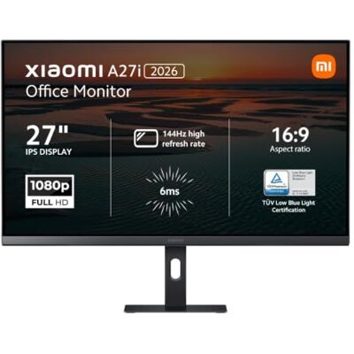 XIAOMI A27i 2026 Moniteur PC 27 Pouces FHD, 144Hz, IPS, 99% sRGB, ΔE<1, FreeSync, TÜV Low Blue Light, Design Ultra Mince, 1920x1080, HDMI, DP, écran Noir XIAOMI A27i 2026 Moniteur PC 27 Pouces FHD, 144Hz, IPS, 99% sRGB, ΔE<1, FreeSync, TÜV Low Blue Light, Design Ultra Mince, 1920x1080, HDMI, DP, écran Noir