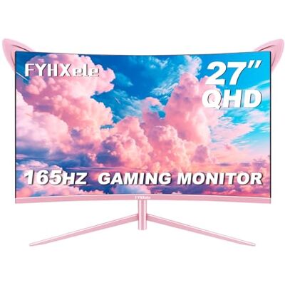 FYHXele FY27QHP Moniteur rose 27" Courbé 165 Hz Prise en charge de 144 Hz 1800R 1 ms Écran VA 2560 x 1440P Haut-parleur intégré AMD Free-Sync HDMI, DP, USB, AUX, inclinable et FYHXele FY27QHP Moniteur rose 27" Courbé 165 Hz Prise en charge de 144 Hz 1800R 1 ms Écran VA 2560 x 1440P Haut-parleur intégré AMD Free-Sync HDMI, DP, USB, AUX, inclinable et