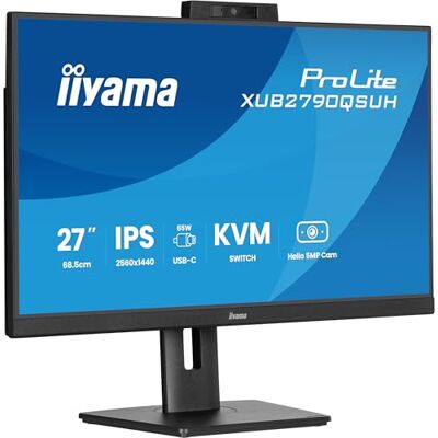 IIYAMA Prolite XUB2790QSUH-B2 Moniteur KVM 68,5 cm 27" IPS LED QHD 100 Hz HDMI DP USB3.2 USB-C 65 W Slim-Line Réglage de la hauteur Pivot Windows Hello Webcam Noir IIYAMA Prolite XUB2790QSUH-B2 Moniteur KVM 68,5 cm 27" IPS LED QHD 100 Hz HDMI DP USB3.2 USB-C 65 W Slim-Line Réglage de la hauteur Pivot Windows Hello Webcam Noir