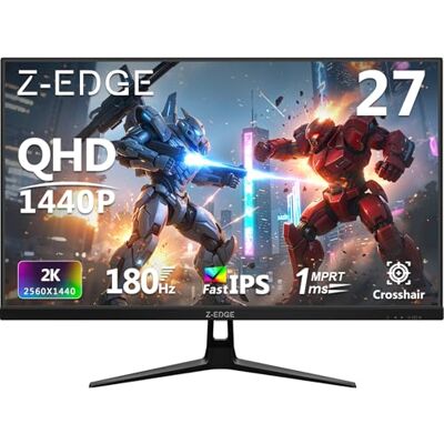 Z-Edge Ecran PC Gamer 27'' 2K, Fast IPS, 180HZ/165HZ, 2560x1440, 94% DCI-P3, 1ms, FreeSync, 1,07M, Moniteur Gaming Lunette Ultra Fine, Inclinaison Réglable, 2×HDMI(144Hz), 2×DP1.4(180Hz), VESA Z-Edge Ecran PC Gamer 27'' 2K, Fast IPS, 180HZ/165HZ, 2560x1440, 94% DCI-P3, 1ms, FreeSync, 1,07M, Moniteur Gaming Lunette Ultra Fine, Inclinaison Réglable, 2×HDMI(144Hz), 2×DP1.4(180Hz), VESA
