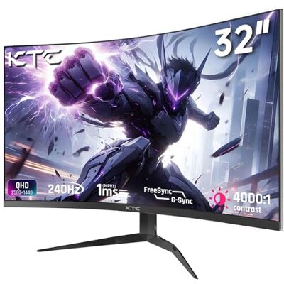 KTC Moniteur de jeu incurvé 32" 240 Hz, 1000R VA, QHD (2560 x 1440p), contraste 4000:1, prise en charge FreeSync GSync, HDMI2.0 (144 Hz)/DP1.4 (240 Hz)/écouteurs, inclinaison, Xbox PS5 Switch KTC Moniteur de jeu incurvé 32" 240 Hz, 1000R VA, QHD (2560 x 1440p), contraste 4000:1, prise en charge FreeSync GSync, HDMI2.0 (144 Hz)/DP1.4 (240 Hz)/écouteurs, inclinaison, Xbox PS5 Switch