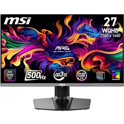 MSI MAG 272QP QD-OLED X50, moniteur de jeu 27" WQHD, 2560x1440, panneau Quantum Dot OLED, 500Hz, 0,03 ms, DisplayHDR True Black 500, HDMI 2.1, DP 1.4a, USB-C (15W PD), réglage inclinaison/hauteur MSI MAG 272QP QD-OLED X50, moniteur de jeu 27" WQHD, 2560x1440, panneau Quantum Dot OLED, 500Hz, 0,03 ms, DisplayHDR True Black 500, HDMI 2.1, DP 1.4a, USB-C (15W PD), réglage inclinaison/hauteur