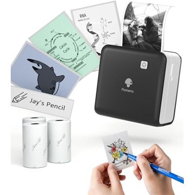 Phomemo M02 Pro Mini imprimante portable thermique 304 DPI Avec 3 rouleaux de papier pour étude, images, agendas, bricolage Compatible iOS et Android Noir Phomemo M02 Pro Mini imprimante portable thermique 304 DPI Avec 3 rouleaux de papier pour étude, images, agendas, bricolage Compatible iOS et Android Noir