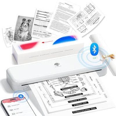 Phomemo M834 Imprimante Thermique A4, Imprimante Portable sans Encre, Connexion Smartphone Via Bluetooth, Supporte Le Papier Thermique A4 (210x297mm), 80mm, Mini Scanner Imprimantes, 300DPI Phomemo M834 Imprimante Thermique A4, Imprimante Portable sans Encre, Connexion Smartphone Via Bluetooth, Supporte Le Papier Thermique A4 (210x297mm), 80mm, Mini Scanner Imprimantes, 300DPI