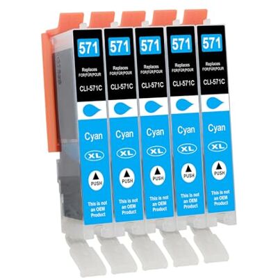 D&C 5X Cyan Cartouches d'encre Compatibles pour Canon Pixma CLI-571C XL pour Canon PIXMA MG5750 MG5751 MG5752 MG5753 MG6850 MG6852 MG7750 MG7751 TS5050 TS5051 TS5053 TS5055 TS6050 TS6051 TS6052 D&C 5X Cyan Cartouches d'encre Compatibles pour Canon Pixma CLI-571C XL pour Canon PIXMA MG5750 MG5751 MG5752 MG5753 MG6850 MG6852 MG7750 MG7751 TS5050 TS5051 TS5053 TS5055 TS6050 TS6051 TS6052