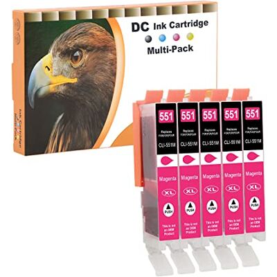 D&C Cartouches d'encre Compatible pour Canon CLI-551 XL M pour Canon Pixma MG6450 MG6650 MG7100 MG7150 MG7550 MX925 iP7200 iP7250 MG5400 MG5550 MG5650 MG5655 MX725 MX920 iP8750 (5 Magenta) D&C Cartouches d'encre Compatible pour Canon CLI-551 XL M pour Canon Pixma MG6450 MG6650 MG7100 MG7150 MG7550 MX925 iP7200 iP7250 MG5400 MG5550 MG5650 MG5655 MX725 MX920 iP8750 (5 Magenta)