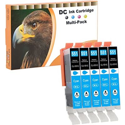 D&C Cartouches d'encre Compatible pour Canon CLI-551C XL pour Canon Pixma MG6450 MG6650 MG7100 MG7150 MG7550 MX925 iP7200 iP7250 MG5400 MG5550 MG5650 MG5655 MX725 MX920 iP8750 (5 Cyan) D&C Cartouches d'encre Compatible pour Canon CLI-551C XL pour Canon Pixma MG6450 MG6650 MG7100 MG7150 MG7550 MX925 iP7200 iP7250 MG5400 MG5550 MG5650 MG5655 MX725 MX920 iP8750 (5 Cyan)