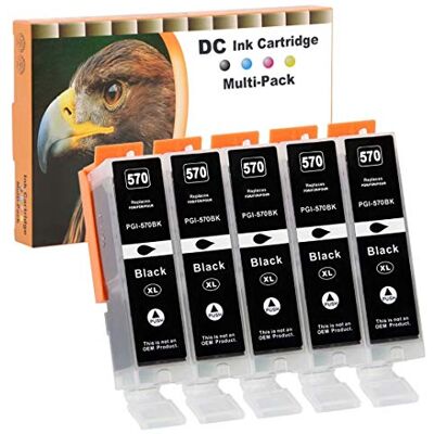 D&C 5X 25ml Noir XL Cartouches d'encre compatibles pour Canon PGI-570 BK pour Canon PIXMA TS5051 TS5053 TS5055 TS6050 TS6051 TS6052 TS8050 TS8051 TS8052 TS8053 TS9050 TS9055 MG5750 MG5751 MG5752 D&C 5X 25ml Noir XL Cartouches d'encre compatibles pour Canon PGI-570 BK pour Canon PIXMA TS5051 TS5053 TS5055 TS6050 TS6051 TS6052 TS8050 TS8051 TS8052 TS8053 TS9050 TS9055 MG5750 MG5751 MG5752