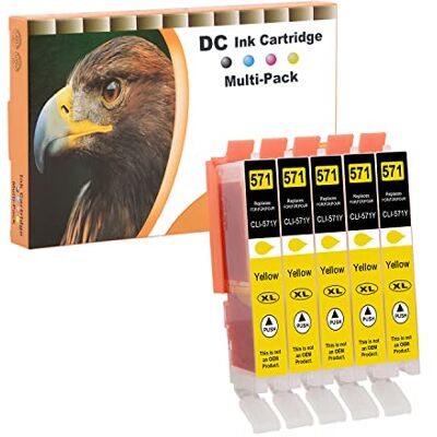 D&C 5X Jaune Cartouches d'encre Compatibles pour Canon Pixma CLI-571Y XL pour Canon PIXMA MG5750 MG5751 MG5752 MG5753 MG6850 MG6852 MG7750 MG7751 TS5050 TS5051 TS5053 TS5055 TS6050 TS6051 TS6052 D&C 5X Jaune Cartouches d'encre Compatibles pour Canon Pixma CLI-571Y XL pour Canon PIXMA MG5750 MG5751 MG5752 MG5753 MG6850 MG6852 MG7750 MG7751 TS5050 TS5051 TS5053 TS5055 TS6050 TS6051 TS6052