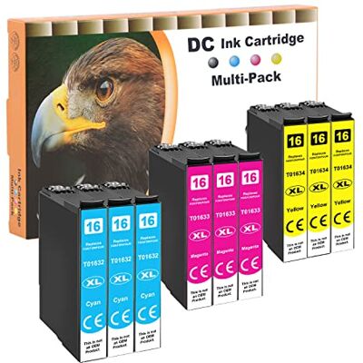 D&C Lot de 9 cartouches d'encre de rechange pour Epson 16 16XL pour Epson WorkForce WF-2700 WF-2750 WF-2760 DWF WF-2010 WF-2500 WF-2510 WF-2520 WF-2530WF WF-2540W WF-2540 WF-2650 WF-2630 D&C Lot de 9 cartouches d'encre de rechange pour Epson 16 16XL pour Epson WorkForce WF-2700 WF-2750 WF-2760 DWF WF-2010 WF-2500 WF-2510 WF-2520 WF-2530WF WF-2540W WF-2540 WF-2650 WF-2630