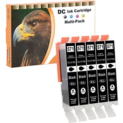 D&C 5X Noir Cartouches d'encre Compatibles pour Canon Pixma CLI-571BK XL pour Canon PIXMA MG5750 MG5751 MG5752 MG5753 MG6850 MG6852 MG7750 MG7751 TS5050 TS5051 TS5053 TS5055 TS6050 TS6051 TS6052 D&C 5X Noir Cartouches d'encre Compatibles pour Canon Pixma CLI-571BK XL pour Canon PIXMA MG5750 MG5751 MG5752 MG5753 MG6850 MG6852 MG7750 MG7751 TS5050 TS5051 TS5053 TS5055 TS6050 TS6051 TS6052