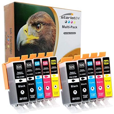 Starlet24 10X Cartouches Compatibles avec Canon PGI-525 CLI-526 525XL 526XL pour Pixma iP-4800 iP-4850 iP-4900 iP-4950 iX-6550 MG-5140 MG-5150 MG-5250 MG-5350 MG-6150 MG-6250 MX-880 MX-885 MX-895 Starlet24 10X Cartouches Compatibles avec Canon PGI-525 CLI-526 525XL 526XL pour Pixma iP-4800 iP-4850 iP-4900 iP-4950 iX-6550 MG-5140 MG-5150 MG-5250 MG-5350 MG-6150 MG-6250 MX-880 MX-885 MX-895