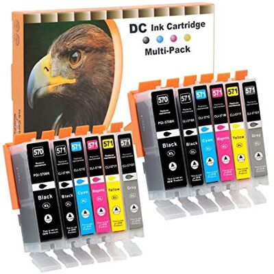D&C Cartouches d'encre Compatible pour Canon PGI-570 CLI-571XL pour Canon PIXMA MG5750 MG5753 MG6852 MG5751 MG5752 MG6850 MG6851 MG6853 TS5050 TS5051 TS5053 TS5055 TS6050 TS6051 TS6052 (12-Pack) D&C Cartouches d'encre Compatible pour Canon PGI-570 CLI-571XL pour Canon PIXMA MG5750 MG5753 MG6852 MG5751 MG5752 MG6850 MG6851 MG6853 TS5050 TS5051 TS5053 TS5055 TS6050 TS6051 TS6052 (12-Pack)