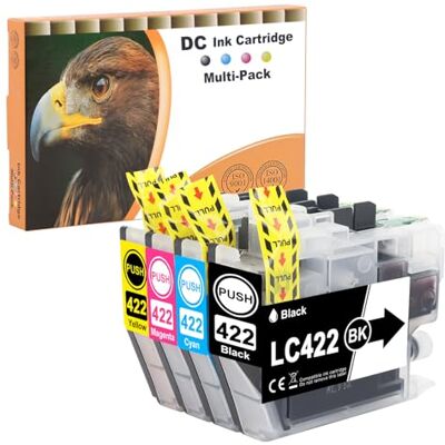 D&C LC422 Lot de 4 cartouches d'encre, compatibles avec Brother LC-422 LC422XL, pour Brother MFC-J5340DW, MFC-J5345DW, MFC-J5740DW, MFC-J6540DW, MFC-J6940DW (noir, cyan, magenta, jaune) D&C LC422 Lot de 4 cartouches d'encre, compatibles avec Brother LC-422 LC422XL, pour Brother MFC-J5340DW, MFC-J5345DW, MFC-J5740DW, MFC-J6540DW, MFC-J6940DW (noir, cyan, magenta, jaune)