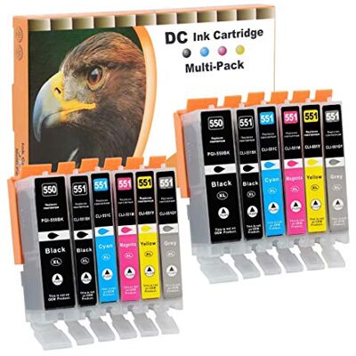 D&C Lot de 12 cartouches d'encre compatibles avec Canon PGI-550 XL CLI-551 XL pour Canon Pixma MG6450 MG6650 MG7100 MG7150 MG7550 MX925 iP7200 iP7250 MG5400 Series MG5450 MG5550 MG5550 MG5650 MG5655 D&C Lot de 12 cartouches d'encre compatibles avec Canon PGI-550 XL CLI-551 XL pour Canon Pixma MG6450 MG6650 MG7100 MG7150 MG7550 MX925 iP7200 iP7250 MG5400 Series MG5450 MG5550 MG5550 MG5650 MG5655