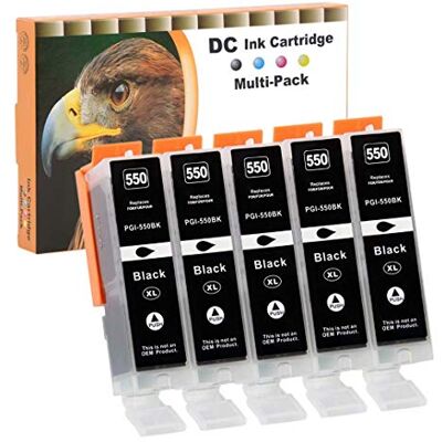 D&C 5X 25ml Noir Cartouches d'encre Compatible pour Canon PGI-550 BK XL pour Canon Pixma MG7150 MG7550 MX925 iP7200 iP7250 MG5400 MG5450 MG5550 MG5650 MG5655 MX725 MX920 iP8750 iX6850 MG6350 D&C 5X 25ml Noir Cartouches d'encre Compatible pour Canon PGI-550 BK XL pour Canon Pixma MG7150 MG7550 MX925 iP7200 iP7250 MG5400 MG5450 MG5550 MG5650 MG5655 MX725 MX920 iP8750 iX6850 MG6350