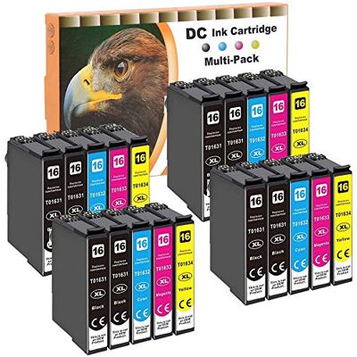 D&C 20x Cartouches d'encre Remplacement pour Epson 16 16XL pour Epson Workforce WF-2750 WF-2760 WF-2660 WF-2650 WF-2630 WF-2540 WF-2530 WF-2510 WF-2010 (8 Noir / 4 Cyan / 4 Magenta / 4 Jaunes) D&C 20x Cartouches d'encre Remplacement pour Epson 16 16XL pour Epson Workforce WF-2750 WF-2760 WF-2660 WF-2650 WF-2630 WF-2540 WF-2530 WF-2510 WF-2010 (8 Noir / 4 Cyan / 4 Magenta / 4 Jaunes)