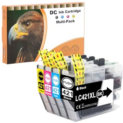 D&C LC421XL Lot de 4 cartouches d'encre compatibles avec Brother LC421 XL pour Brother DCP-J1050DW MFC-J1010DW DCP-J1140DW (noir, cyan, magenta, jaune) D&C LC421XL Lot de 4 cartouches d'encre compatibles avec Brother LC421 XL pour Brother DCP-J1050DW MFC-J1010DW DCP-J1140DW (noir, cyan, magenta, jaune)
