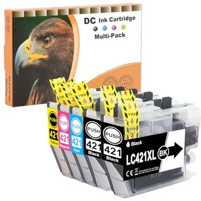 D&C LC421XL Lot de 5 cartouches d'encre compatibles avec Brother LC421 XL pour Brother DCP-J1050DW MFC-J1010DW DCP-J1140DW (noir, cyan, magenta, jaune) D&C LC421XL Lot de 5 cartouches d'encre compatibles avec Brother LC421 XL pour Brother DCP-J1050DW MFC-J1010DW DCP-J1140DW (noir, cyan, magenta, jaune)
