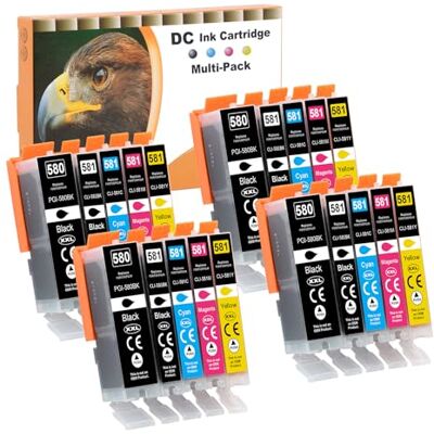 D&C Lot de 20 cartouches d'encre compatibles avec Canon PGI-580 XXL CLI-581 XXL de rechange pour Canon Pixma TR7550 TR8550 TS6150 TS6151 TS6250 TS6251 TS8150 TS8151 TS8152 TS8250 TS8251 TS8251 TS8151 D&C Lot de 20 cartouches d'encre compatibles avec Canon PGI-580 XXL CLI-581 XXL de rechange pour Canon Pixma TR7550 TR8550 TS6150 TS6151 TS6250 TS6251 TS8150 TS8151 TS8152 TS8250 TS8251 TS8251 TS8151