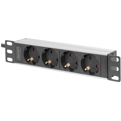 Digitus DN-95418 Panneau de 4 prises 1U 10 pouces (254 mm) montage en rack dans une armoire réseau argent/noir Digitus DN-95418 Panneau de 4 prises 1U 10 pouces (254 mm) montage en rack dans une armoire réseau argent/noir