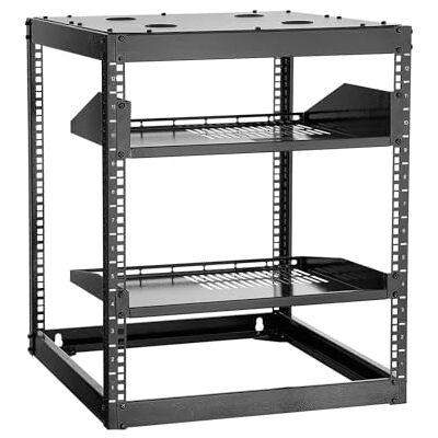 VEVOR Rack de serveur 12U, rack réseau à cadre ouvert pour équipement informatique et audiovisuel, à poser au sol ou au mur, avec 2 étagères 1U et matériel de montage, rack AV pour réseau 48,3 cm VEVOR Rack de serveur 12U, rack réseau à cadre ouvert pour équipement informatique et audiovisuel, à poser au sol ou au mur, avec 2 étagères 1U et matériel de montage, rack AV pour réseau 48,3 cm