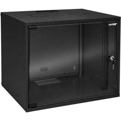 HMF 65709-02 Armoire réseau, armoire serveur 19" 9 U Profondeur 400 mm Porte en verre Noir HMF 65709-02 Armoire réseau, armoire serveur 19" 9 U Profondeur 400 mm Porte en verre Noir