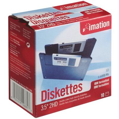 Imation 12881 Lot de 10 disquettes Haute densité de 8,89 cm, Format PC Imation 12881 Lot de 10 disquettes Haute densité de 8,89 cm, Format PC