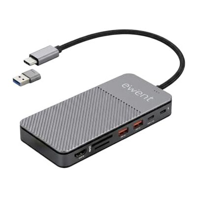 Ewent Station d'accueil USB-C 8 en 1 avec boîtier SSD M.2 NVMe, HDMI 4K 60 Hz, 2 USB-A et USB-C 10 Gbps, Power Delivery 100 W, lecteurs SD et TF Ewent Station d'accueil USB-C 8 en 1 avec boîtier SSD M.2 NVMe, HDMI 4K 60 Hz, 2 USB-A et USB-C 10 Gbps, Power Delivery 100 W, lecteurs SD et TF