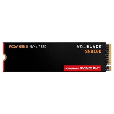 SanDisk WD_BLACK SN8100 8TB NVMe SSD, PCIe Gen 5 (14,900MB/s read speeds, TLC 3D CBA NAND, up to 4,800TBW) SanDisk WD_BLACK SN8100 8TB NVMe SSD, PCIe Gen 5 (14,900MB/s read speeds, TLC 3D CBA NAND, up to 4,800TBW)