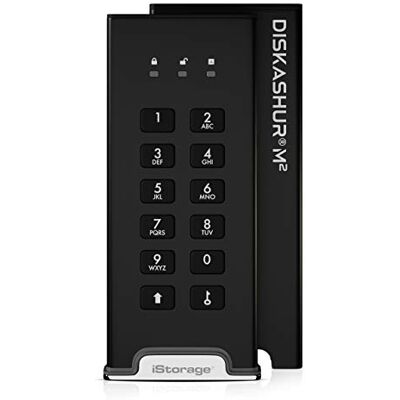 iStorage diskAshur M2 Disque SSD portable USB 3.2 chiffré par code PIN 2 To Ultra-rapide Conforme à la norme FIPS Robuste et portable iStorage diskAshur M2 Disque SSD portable USB 3.2 chiffré par code PIN 2 To Ultra-rapide Conforme à la norme FIPS Robuste et portable