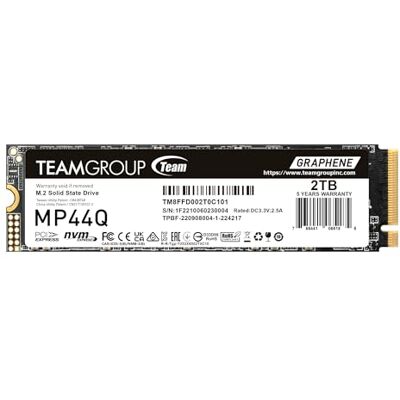TEAMGROUP MP44Q SLC Gen 4x4 M.2 2280 PCIe 4.0 Cache avec NVMe pour ordinateur portable et bureau et SSD NUC et NAS Vitesse de lecture/écriture jusqu'à 7400/6500 Mo/s TM8FFD002T0C101 TEAMGROUP MP44Q SLC Gen 4x4 M.2 2280 PCIe 4.0 Cache avec NVMe pour ordinateur portable et bureau et SSD NUC et NAS Vitesse de lecture/écriture jusqu'à 7400/6500 Mo/s TM8FFD002T0C101