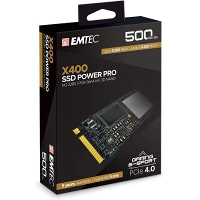 EMTEC Disque SSD X300 M.2 500Go PCI Express 3.0 3D NAND NVMe Gamme Power Pro EMTEC Disque SSD X300 M.2 500Go PCI Express 3.0 3D NAND NVMe Gamme Power Pro