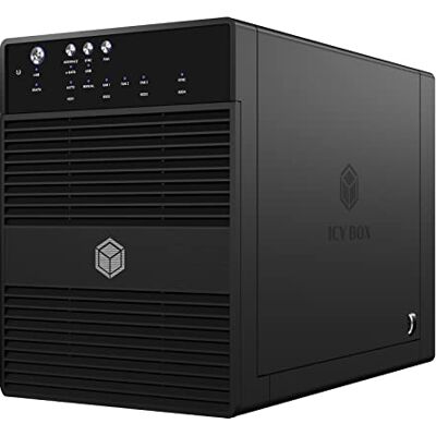 ICY BOX Boîtier de disque dur externe 4 prises pour disques durs SATA I, II, II, III 3.0 (UASP) et eSATA, ventilateur intelligent de 80 mm, mode veille, noir ICY BOX Boîtier de disque dur externe 4 prises pour disques durs SATA I, II, II, III 3.0 (UASP) et eSATA, ventilateur intelligent de 80 mm, mode veille, noir