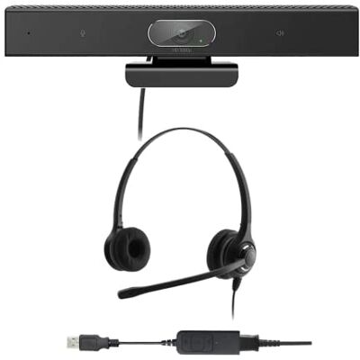 Pro-Ject Webcam professionnelle HD 1080p Casque USB binaural professionnel avec suppression du bruit Pack groupée Compatible avec iCentrex Pro-Ject Webcam professionnelle HD 1080p Casque USB binaural professionnel avec suppression du bruit Pack groupée Compatible avec iCentrex