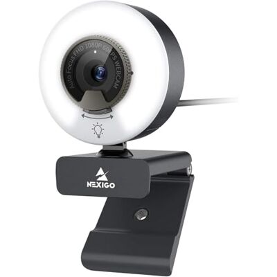 NexiGo Webcam N960E 1080p 60 fps avec lumière, logiciel inclus, autofocus rapide, cache de confidentialité intégré, webcam USB, double microphone stéréo, pour Zoom Meeting Skype Teams Twitch NexiGo Webcam N960E 1080p 60 fps avec lumière, logiciel inclus, autofocus rapide, cache de confidentialité intégré, webcam USB, double microphone stéréo, pour Zoom Meeting Skype Teams Twitch