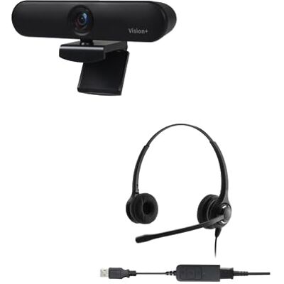 Pro-Ject Vision+ HD 1080P Webcam Casque USB Binaural Professionnel Antibruit Paquet Bundle Compatible avec Crypho Pro-Ject Vision+ HD 1080P Webcam Casque USB Binaural Professionnel Antibruit Paquet Bundle Compatible avec Crypho