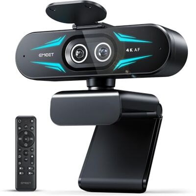 EMEET C60E Webcam double caméra 4K pour streaming, grand angle et téléobjectif, zoom hybride max 11x et autofocus PDAF, télécommande, éclairage RVB, 2 micros, idéale pour la diffusion en direct et les EMEET C60E Webcam double caméra 4K pour streaming, grand angle et téléobjectif, zoom hybride max 11x et autofocus PDAF, télécommande, éclairage RVB, 2 micros, idéale pour la diffusion en direct et les