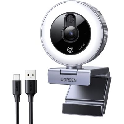 UGREEN Webcam 4K 30FPS Caméra Autofocus 6 Éclairage Circulaire LED Deux Micro Antibruit Angle Réglable Plug Play Windows MacOS Streaming Youtube Skype Appel Zoom Vidéoconférence Gris UGREEN Webcam 4K 30FPS Caméra Autofocus 6 Éclairage Circulaire LED Deux Micro Antibruit Angle Réglable Plug Play Windows MacOS Streaming Youtube Skype Appel Zoom Vidéoconférence Gris
