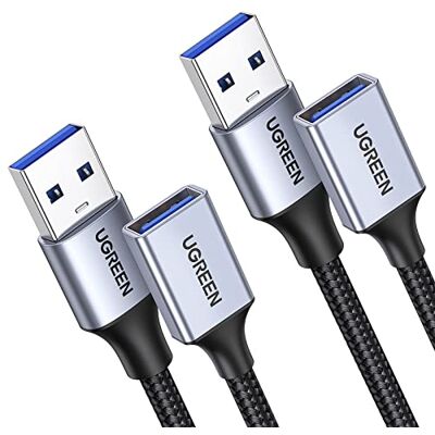 UGREEN Câble Rallonge USB 3.0 5Gbps Extension Type A Mâle vers Femelle (2M) Nylon Tressé, Lot de 2, Compatible avec Flash Drive Hub Disque Dur Clavier Souris Imprimante Webcam Manette UGREEN Câble Rallonge USB 3.0 5Gbps Extension Type A Mâle vers Femelle (2M) Nylon Tressé, Lot de 2, Compatible avec Flash Drive Hub Disque Dur Clavier Souris Imprimante Webcam Manette