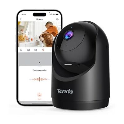 Tenda Caméra de surveillance intérieure 2K CP3 V3.0 360 degrés Wi-Fi avec audio 2 voies, FHD 3 MP, vision nocturne, détection de mouvement, alarmes et message push pour bébés/animaux domestiques Tenda Caméra de surveillance intérieure 2K CP3 V3.0 360 degrés Wi-Fi avec audio 2 voies, FHD 3 MP, vision nocturne, détection de mouvement, alarmes et message push pour bébés/animaux domestiques