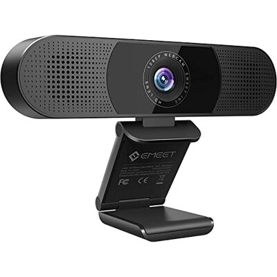 EMEET Webcam C980PRO avec microphone et haut-parleur avec cache objectif, champ de vision à 90°, mise au point automatique, Plug & Play, webcam idéale pour PC, équipes, conférence EMEET Webcam C980PRO avec microphone et haut-parleur avec cache objectif, champ de vision à 90°, mise au point automatique, Plug & Play, webcam idéale pour PC, équipes, conférence