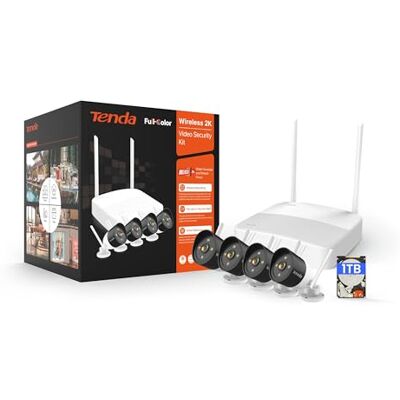 Tenda 4-kanaals draadloze videobeveiligingskit, inclusief 4 * 2K wifi-camera, 1 * NVR en 1 TB Seagate HDD, Smart AI Human Detection & Instant APP-alarmen, 2-weg audio, tot 30 m kleurrijk nachtzicht Tenda 4-kanaals draadloze videobeveiligingskit, inclusief 4 * 2K wifi-camera, 1 * NVR en 1 TB Seagate HDD, Smart AI Human Detection & Instant APP-alarmen, 2-weg audio, tot 30 m kleurrijk nachtzicht